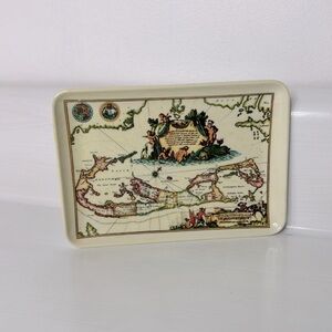 Vintage ☀️ Bermuda Map Museum Art Small Melamine Dish Tray Decor Accent